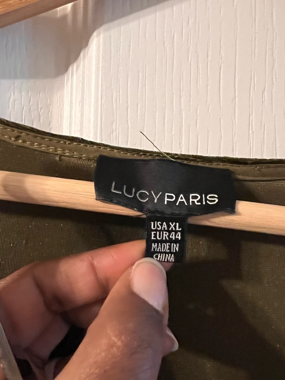 Lucy Paris Olive Green Velvet faux-Wrap Midi Dress - Picture 5 of 5